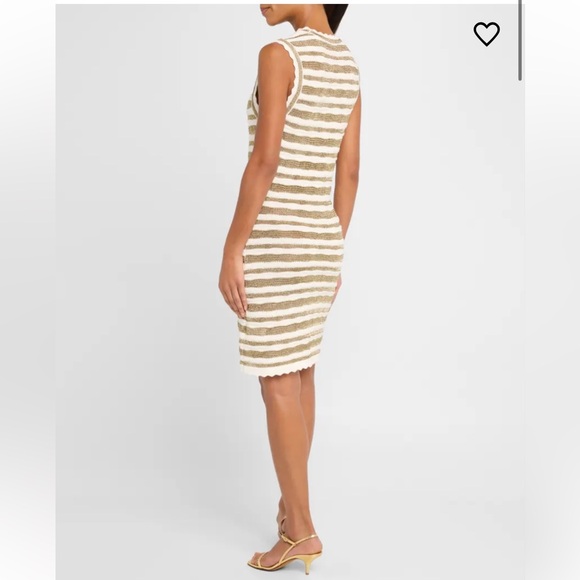 Veronica Beard Templeton Cream & Tan Sleeveless Stripe Knit Dress | Size Small - Picture 2 of 15